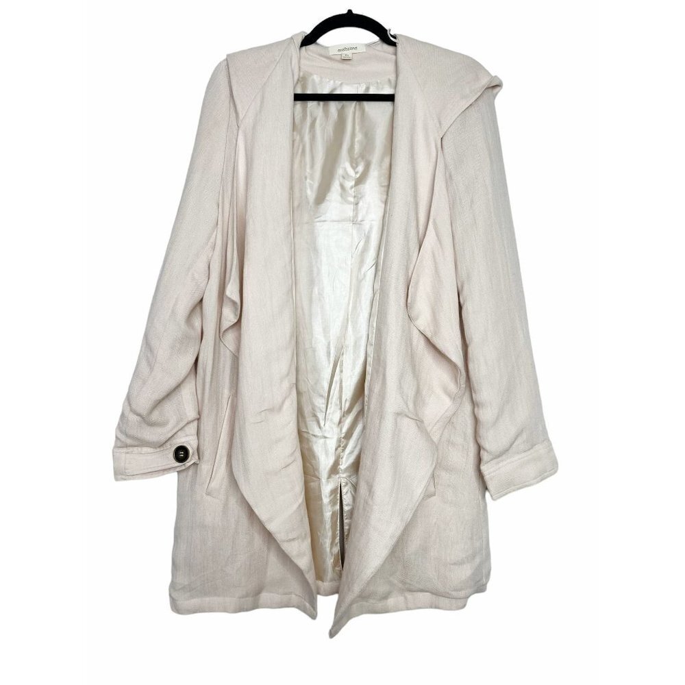 One The Land Hooded Open Front Jacket Cardigan Blush Cream Size M